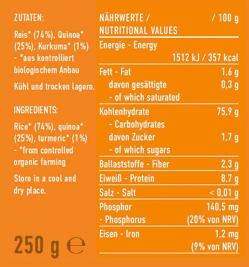 BIO Quinoa Fusilli mit Kurkuma, glutenfrei, vegan