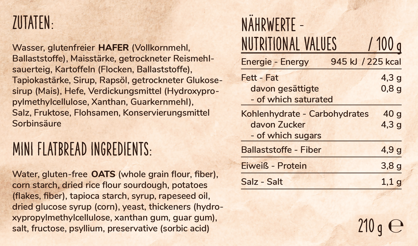 Mini Fladenbrot, 3 runde Brote/Pack, glutenfrei, vegan